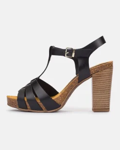 Outlet CARACAS-101 Heeled Sandal Black Heeled Sandals