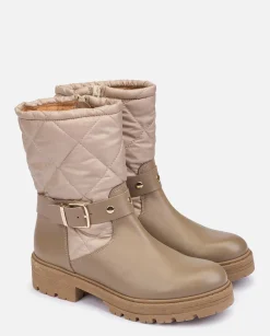 Best Flat Ankle Boot BERNA-003 Beige Ankle Boots