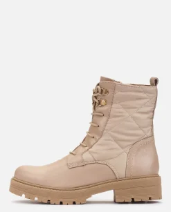 Hot Flat Ankle Boots BERNA-007 Beige Ankle Boots