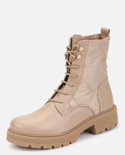 Hot Flat Ankle Boots BERNA-007 Beige Ankle Boots