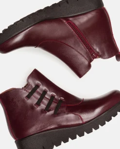 Best Sale Flat Bootie ATENAS-033 Burgundy Ankle Boots