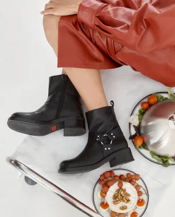 Outlet Flat Booty SPA-005 Black Ankle Boots