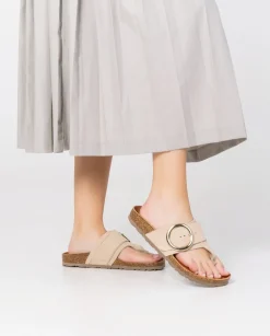 Outlet Flat Sandal GRANADA-704 Beige Flat Sandals