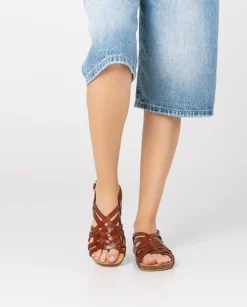 Cheap Flat Sandal IBIZA-175 Brown Flat Sandals