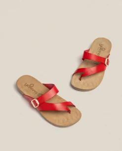Store Flat Sandal IBIZA-013 Red Flat Sandals