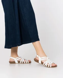 Online Flat Sandal IBIZA-175 White Flat Sandals