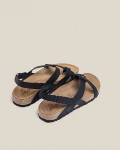 Discount Flat Sandal JERBA-718 Black Flat Sandals