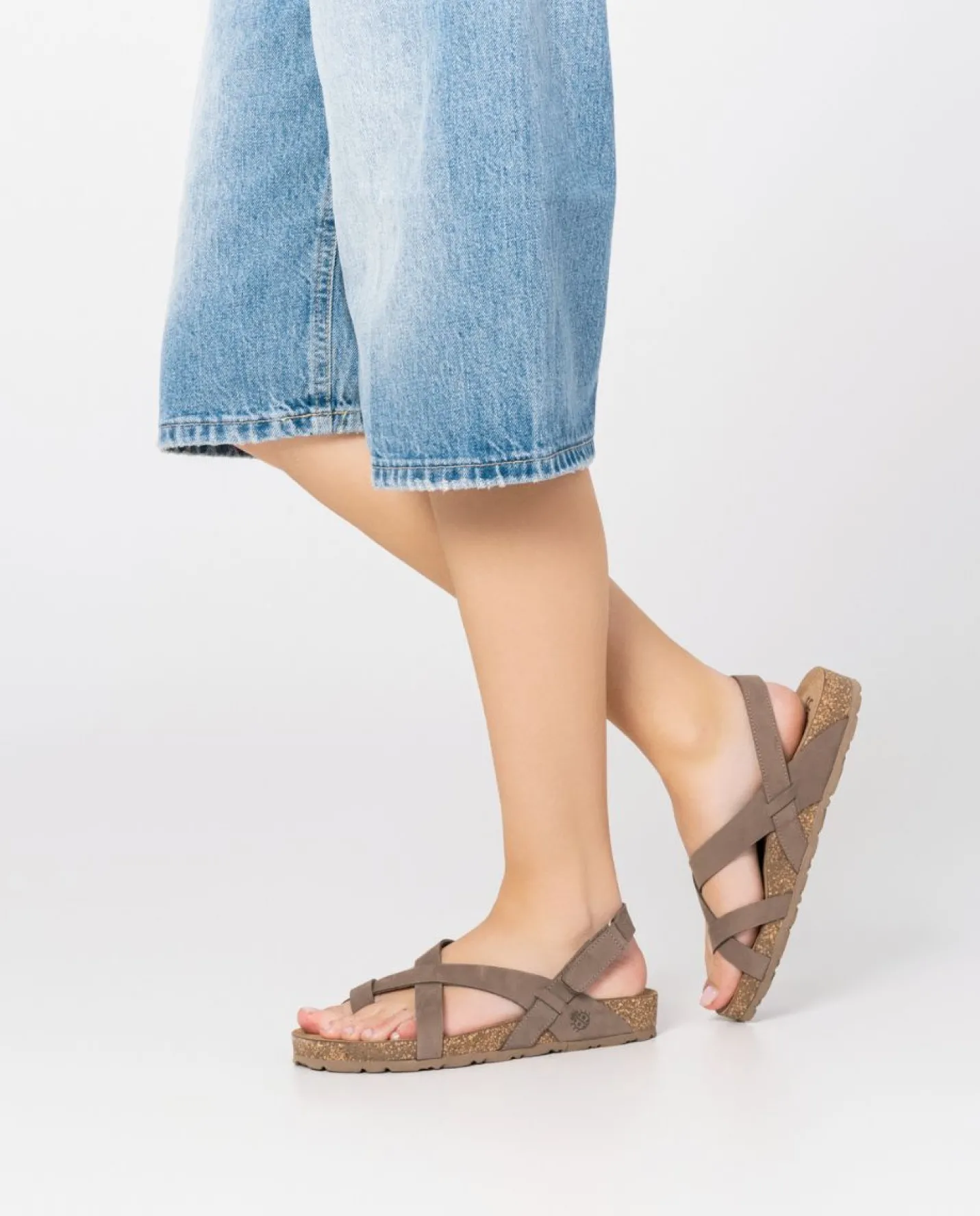 Discount Flat Sandal JERBA-718 Brown Flat Sandals