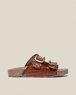 Cheap Flat Sandal JERBA-143 Brown Flat Sandals