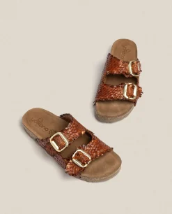 Cheap Flat Sandal JERBA-143 Brown Flat Sandals