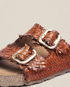 Cheap Flat Sandal JERBA-143 Brown Flat Sandals