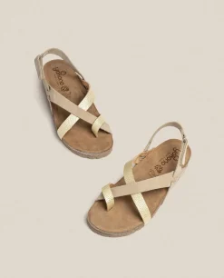 Sale Flat Sandal JERBA-718 Gold Flat Sandals