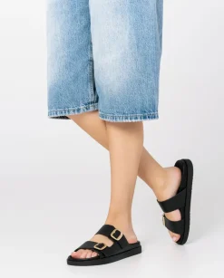 Cheap Flat Sandal MORENA-004 Black Flat Sandals