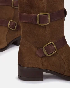 Flash Sale Heeled Booty MONS-003 Brown Ankle Boots