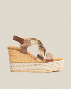 Online Sandalia De Cuña Mey 003 Marron Wedge Sandals