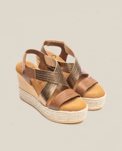 Online Sandalia De Cuña Mey 003 Marron Wedge Sandals