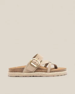 Sale Sandalia Plana Arena 003 Beige Flat Sandals