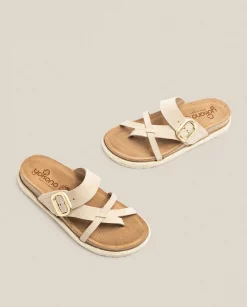 Sale Sandalia Plana Arena 003 Beige Flat Sandals