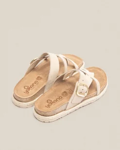 Sale Sandalia Plana Arena 003 Beige Flat Sandals