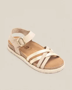 Hot Sandalia Plana Arena 001 Beige Flat Sandals