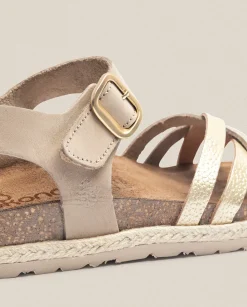 Hot Sandalia Plana Arena 001 Beige Flat Sandals