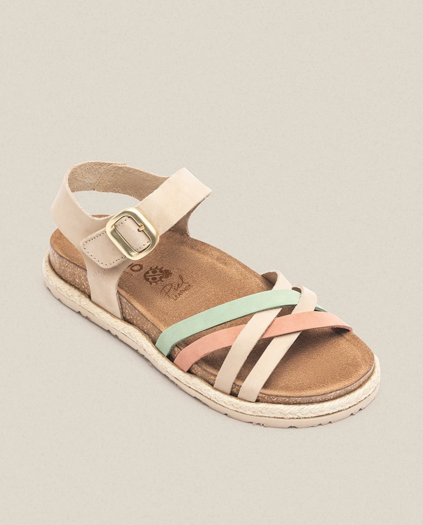 Online Sandalia Plana Arena 001 Beige Flat Sandals