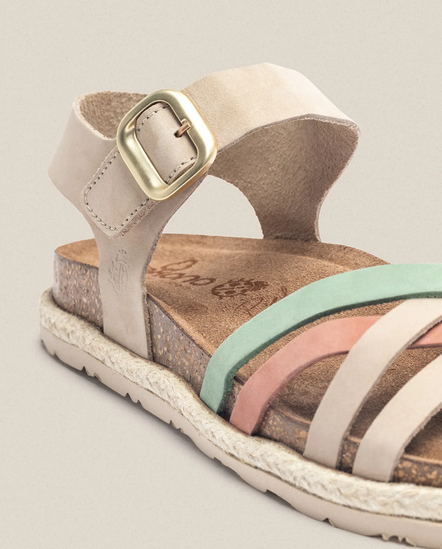 Online Sandalia Plana Arena 001 Beige Flat Sandals