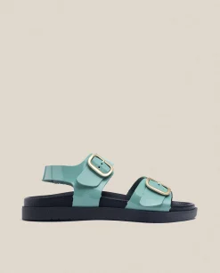 New Sandalia Plana Morena 002 Verde Flat Sandals