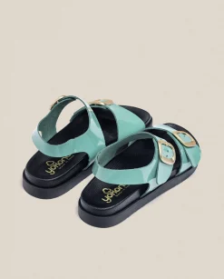 New Sandalia Plana Morena 002 Verde Flat Sandals