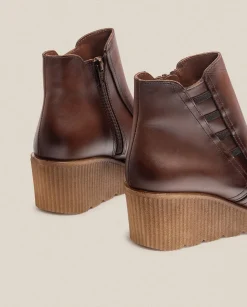 Online Wedge Ankle Boot MADONA-006 Brown Ankle Boots