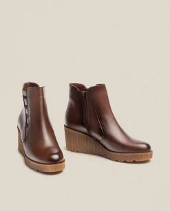 Online Wedge Ankle Boot MADONA-006 Brown Ankle Boots