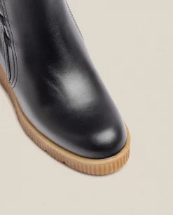 Cheap Wedge Ankle Boot MADONA-006 Black Ankle Boots