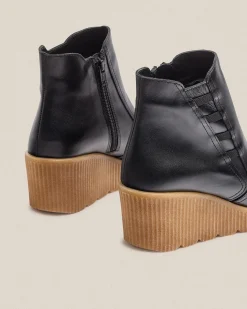 Cheap Wedge Ankle Boot MADONA-006 Black Ankle Boots