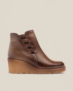 Outlet Wedge Ankle Boot MADONA-006 Brown Ankle Boots