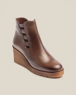 Outlet Wedge Ankle Boot MADONA-006 Brown Ankle Boots