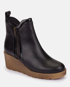 Shop Wedge Booty MADONA-002 Black Ankle Boots