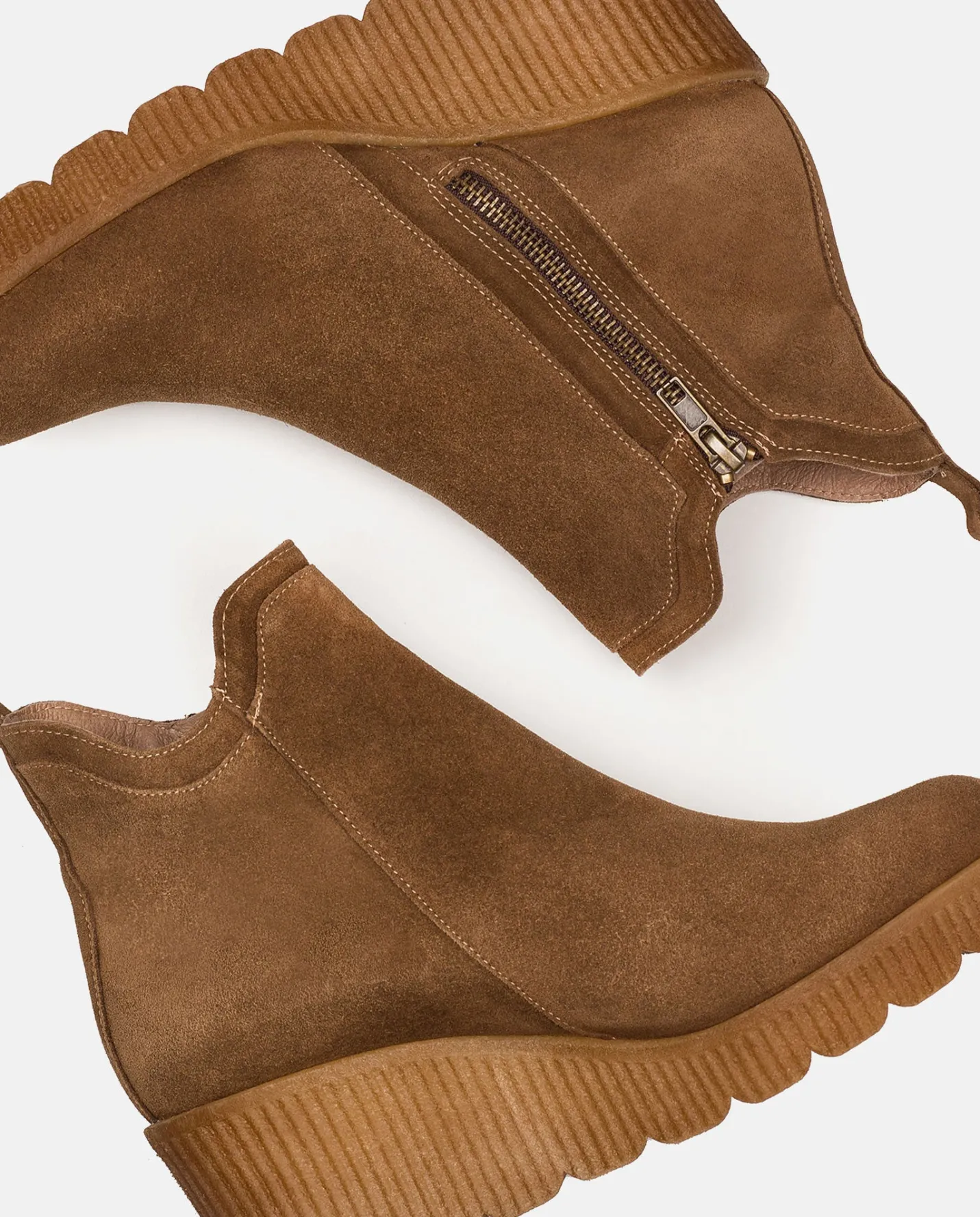 Discount Wedge Booty MADONA-002 Brown Ankle Boots