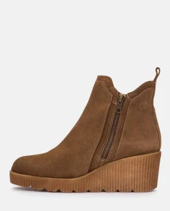 Discount Wedge Booty MADONA-002 Brown Ankle Boots