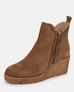 Discount Wedge Booty MADONA-002 Brown Ankle Boots