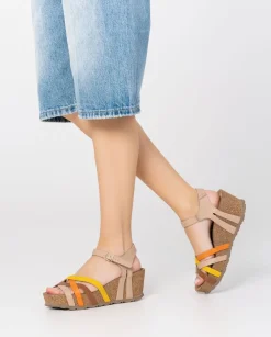 Cheap Wedge Sandal BARI-302 Beige Wedge Sandals