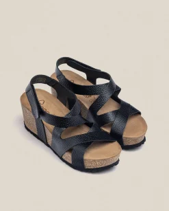 Best Sale Wedge Sandal BARI-303 Black Wedge Sandals