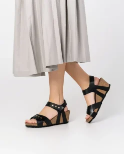Flash Sale Wedge Sandal CADIZ-303 Black Wedge Sandals