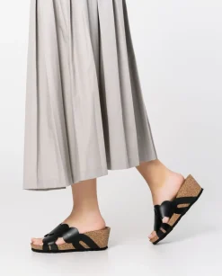 New Wedge Sandal CADIZ-300 Black Wedge Sandals