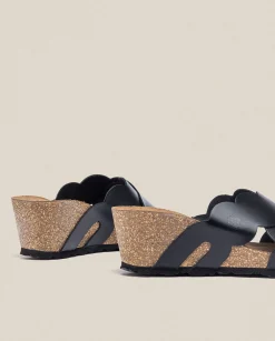 New Wedge Sandal CADIZ-300 Black Wedge Sandals