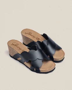 New Wedge Sandal CADIZ-300 Black Wedge Sandals