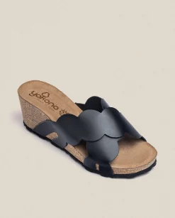 New Wedge Sandal CADIZ-300 Black Wedge Sandals