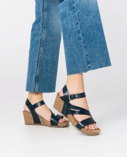 Flash Sale Wedge Sandal CADIZ-302 Blue Wedge Sandals