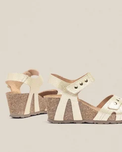 Outlet Wedge Sandal CADIZ-303 Gold Wedge Sandals