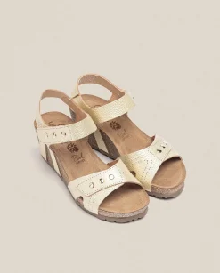 Outlet Wedge Sandal CADIZ-303 Gold Wedge Sandals