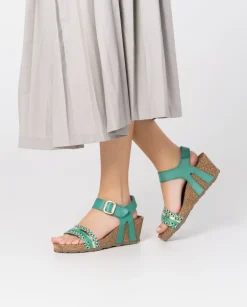 Fashion Wedge Sandal CADIZ-306 Green Wedge Sandals